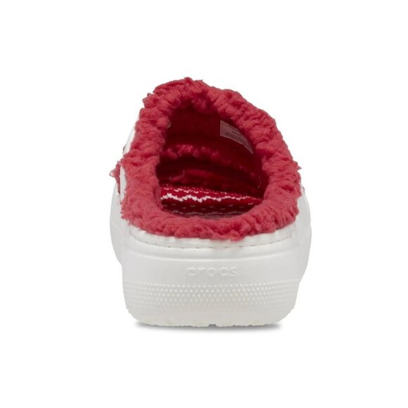 Crocs Classic Cozzzy Sandals Women 9 Men 7 Fuzzy Slippers Holiday Sweater White - Picture 3 of 8